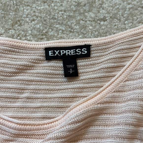 Express Shirt Womens Small Pink Light Longline Tunic Dress Knit Asymmetrical Hem - Picture 3 of 10